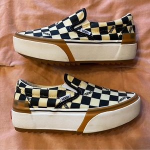 Vans Era Stacked Checkerboard Slip-ons, size 8